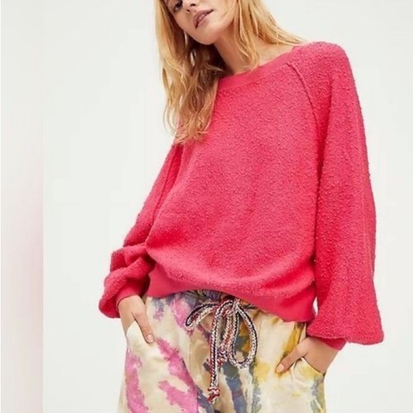 Free People Sweaters - Free People Found My Friend Balloon Sleeve Sweatshirt Barbie Pink Small Costal